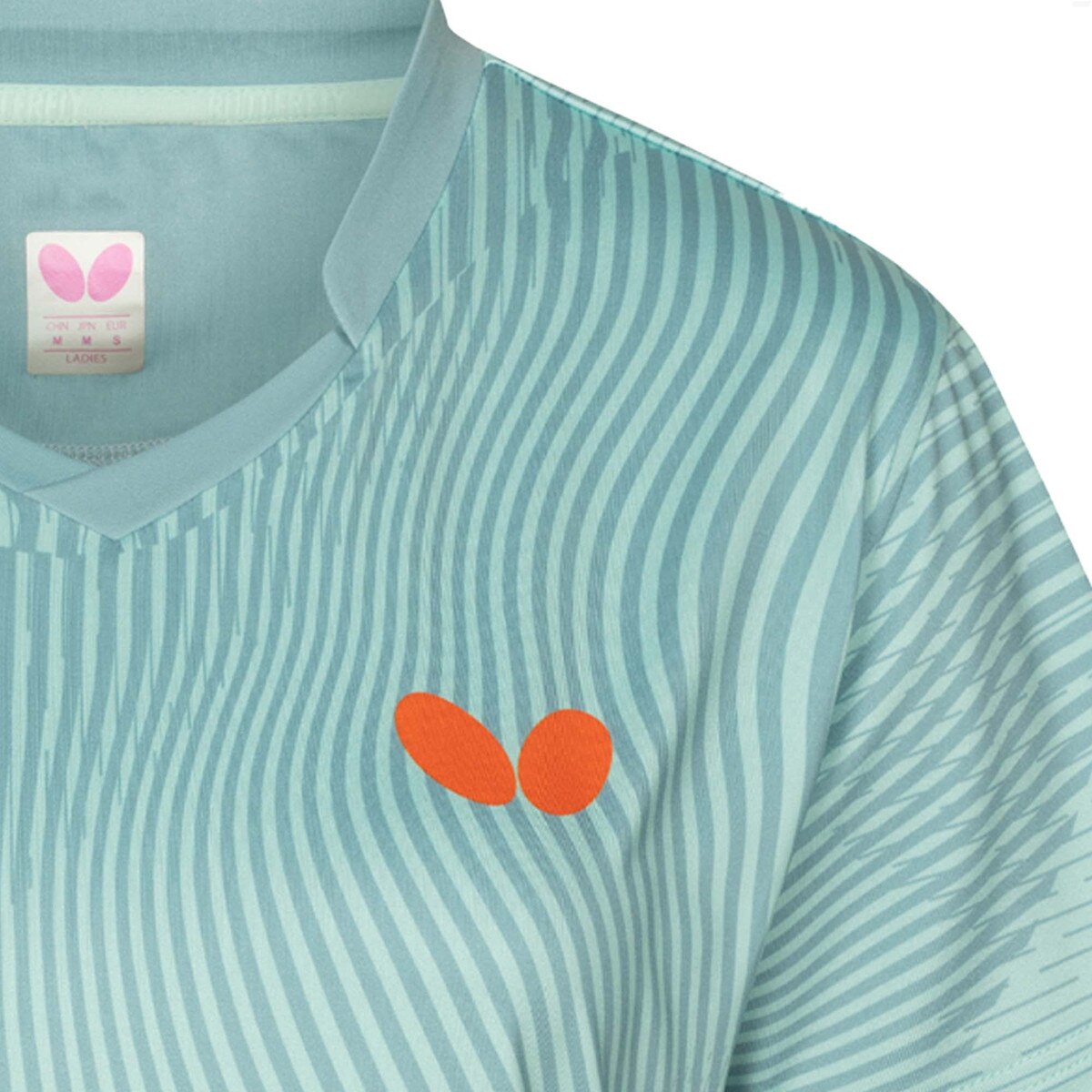 Butterfly Kariya Lady Shirt - Sky-Grey - Front - Close-Up